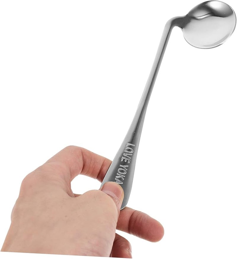 ملعقة مائلة مريحة للمسنين والمعاقين لتناول الطعام بأنفسهم، مصنوعة من الفولاذ المقاوم للصدأ المتين مع قبضة مريحة - Image 5